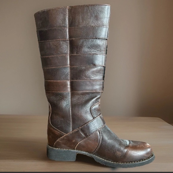 Durango Brown Leather 7 Womens Tall Riding Boots Buckle Distressed Biker - Picture 6 of 11